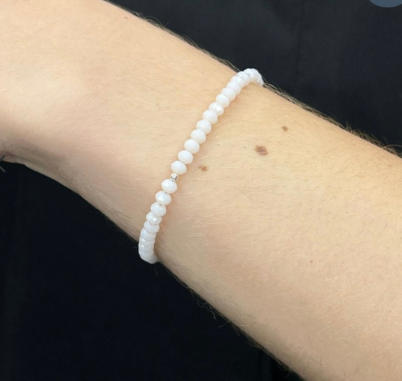 Pulseira Prata Cristais Coloridos e Esferas de Prata – Extensor